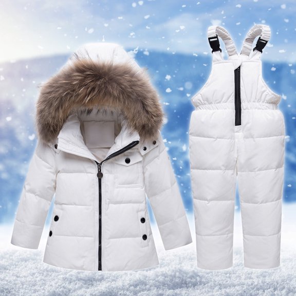 FAMTKT Boys Girls Winter Ski Jacket & Pants Set 2-Piece Snowsuit Skisuit Set Keep Thickening Warm Outdoor Coat Jumpsuit Set