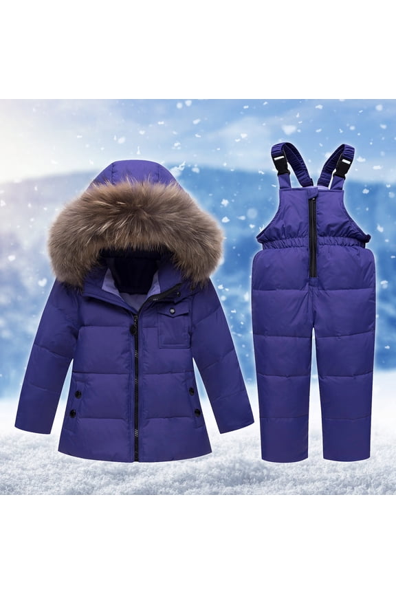 FAMTKT Boys Girls Winter Ski Jacket & Pants Set 2-Piece Snowsuit Skisuit Set Keep Thickening Warm Outdoor Coat Jumpsuit Set
