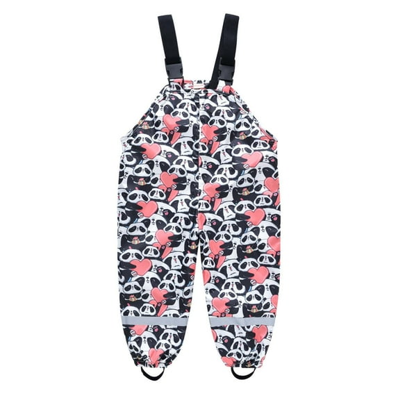 FAMTKT Child's Cartoon Sling Rain Pants For Baby Boys Girls Play Water Assault Pants, Toddler Raincoat( Black, 8-9 Years )