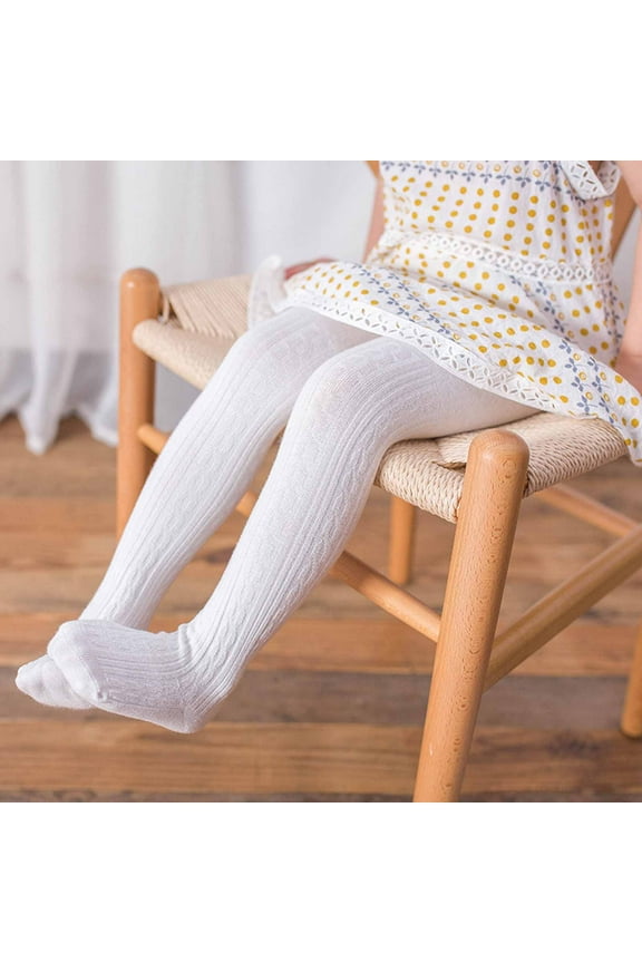 Shldybc Children's Pantyhose for Spring Autumn Wear Medium Thick White Cotton Baby Bottoming Socks Leggings, Tights for Girls( 8-12 Years, White )