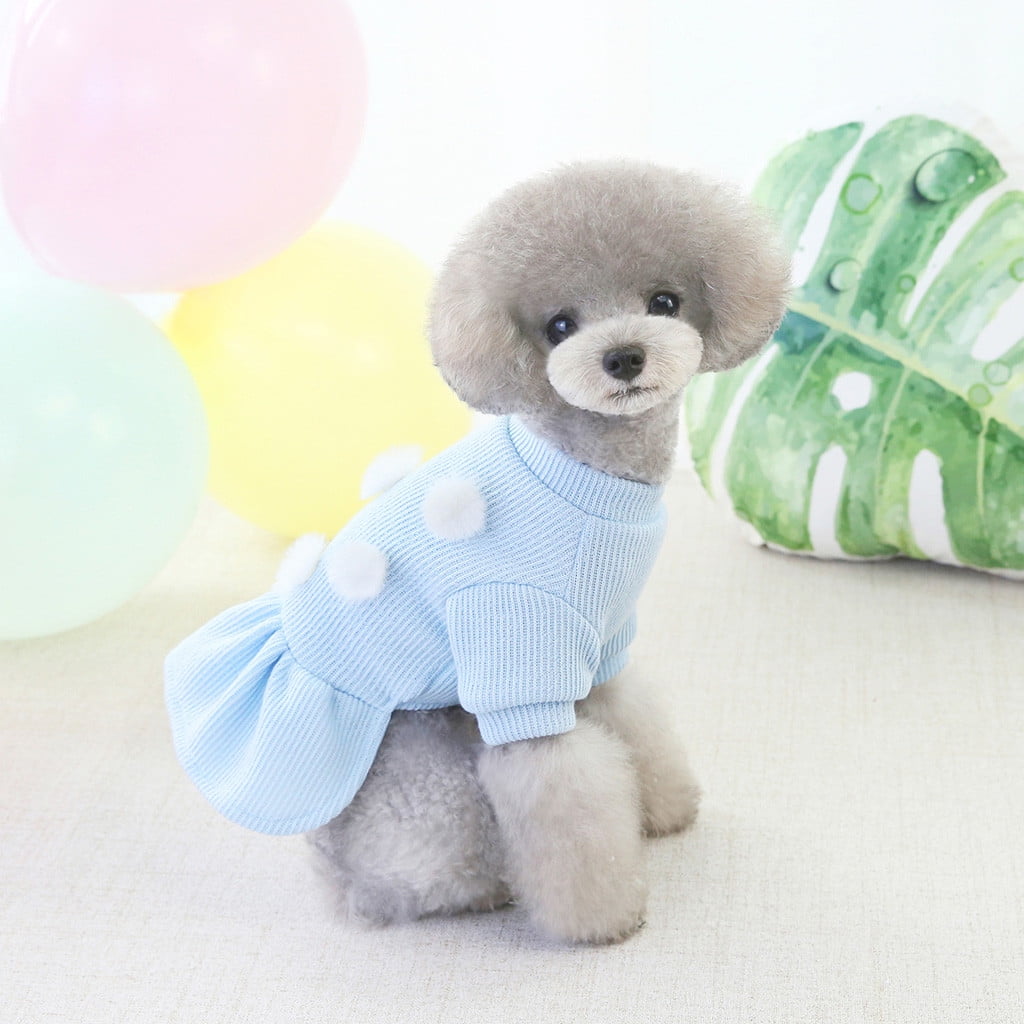 Shldybc Cute new pet dog skirt Pomeranian Bichon woolen skirt keeps
