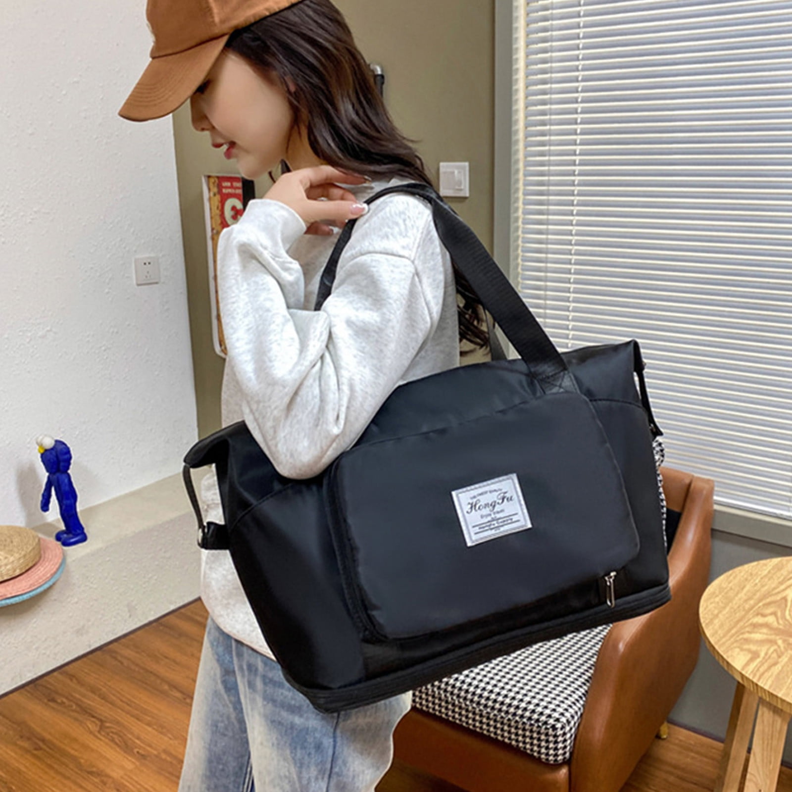 FAMTKT Expandable Gym Bags, Duffle Bags for Sports and Weekend Travel, Large Capacity Lightweight Overnight Bags for Men and Women, Travel Duffel Bags, Sports Tote Bag