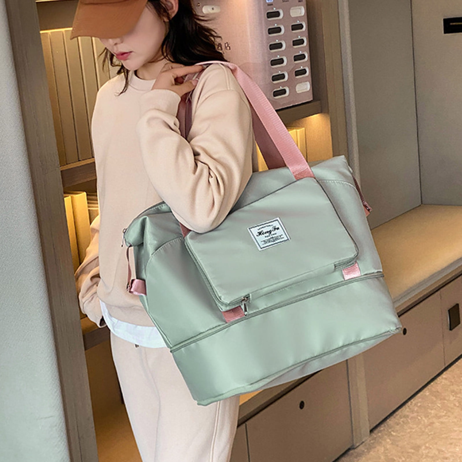 FAMTKT Expandable Gym Bags, Duffle Bags for Sports and Weekend Travel, Large Capacity Lightweight Overnight Bags for Men and Women, Travel Duffel Bags, Sports Tote Bag