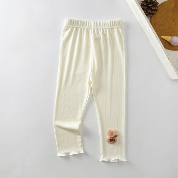 Shldybc Girls Capris Leggings Crop Summer Leggings for School Wearing, Baby Girl Pants on Clearance(3-4 Years, White)