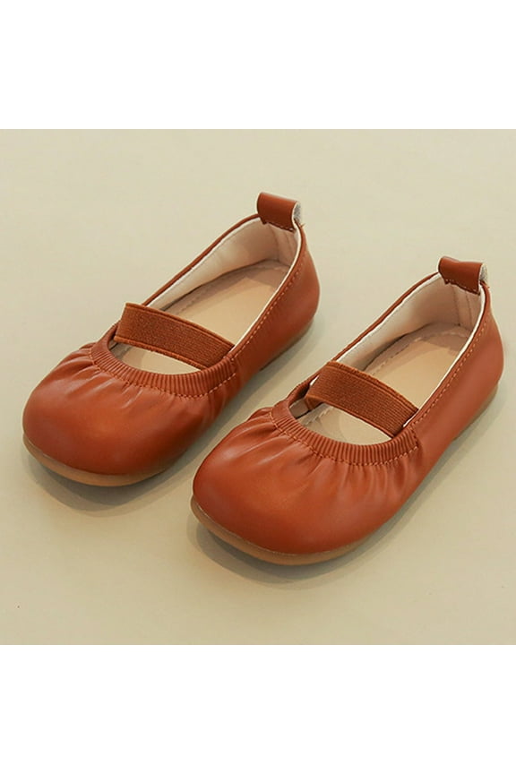 FAMTKT Girls' Leather Soft Sole Single Shallow Mouth Princess Shoes, Girl's Dress Shoes Wedding Party Flat Shoes