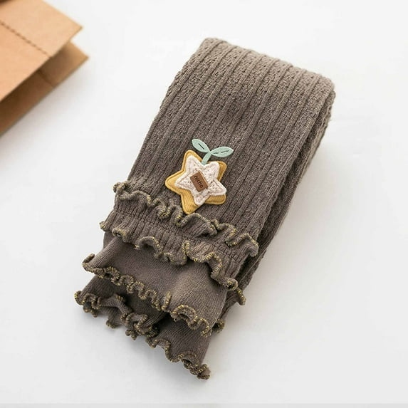 FAMTKT Girls Leggings Pants Sock Set Footless Knits Tights Stockings, Baby Girl Pants( 2-4 Years, Dark Gray )