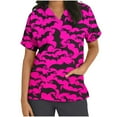 thumbnail image 1 of Shldybc Happy Halloween Womens Nursing Scrubs Tops Working Uniform Short Sleeve V Neck Pumpkin Spiders Ghost Holiday Print Tunic Scrubs Workwear Blouse Scrubs Tops with Pockets-Hot Pink, 1 of 1