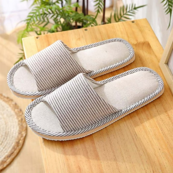 Shldybc House Slippers, Indoor and Outdoor Cotton Flax Slippers, Women's and Men's Casual Soft Non-slip Open Toe Slippers, Linen Slippers on Clearance