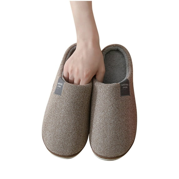 FAMTKT Indoor Thermal Lnsulation Couples Plush Household Thick Soles Sweat Absorbing Breathable Cotton Slippers Home Use, Womens House Slippers