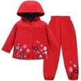 thumbnail image 1 of Shldybc Kids Rain Gear Lightweight Rain Jackets&Pants Waterproof Rain Suit for Boys Girls Breathable Raincoat with Hood, Baby Raincoat on Clearance( 3-4 Years, Red ), 1 of 3