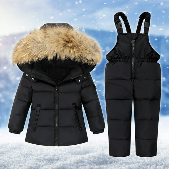 FAMTKT Kids Ski Jacket & Pants Set Winter Snowboarding Outwear Ski Suit Girls Boys Snow Suits Keep Thickening Warm Outdoor Coat Jumpsuit Set