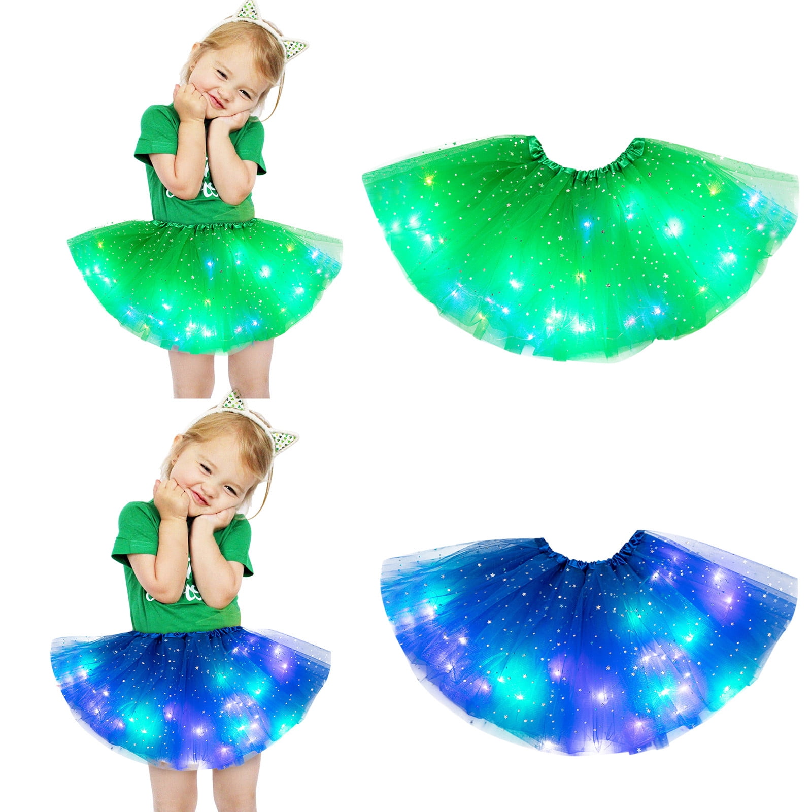 Shldybc Light up tutus Skirt Sequins Dance Dress Layered for Baby Girls