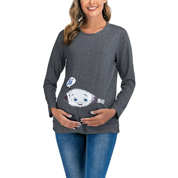 FAMTKT Maternity Breastfeeding Shirts for Women, Nursing Tops Long Sleeves Sweatshirts, Maternity Summer Clothes