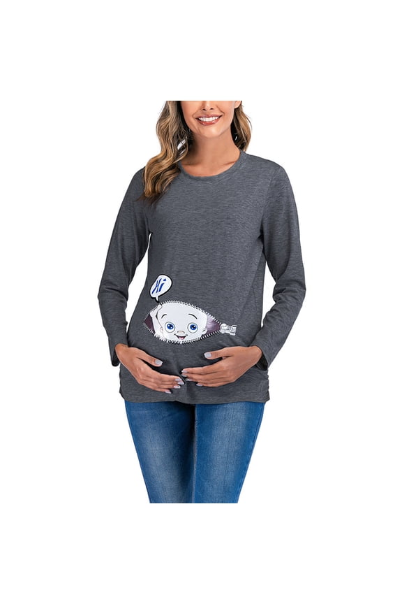 FAMTKT Maternity Breastfeeding Shirts for Women, Nursing Tops Long Sleeves Sweatshirts, Maternity Summer Clothes