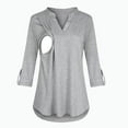 thumbnail image 1 of FAMTKT Maternity Summer Clothes, Maternity V-Neck Solid Long Sleeve Breast-Feeding Pregnant Woman Nursing Buttons Blouse Tops, Plus Size Tops for Women, 1 of 9
