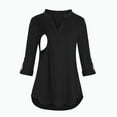 thumbnail image 1 of FAMTKT Maternity Summer Clothes, Maternity V-Neck Solid Long Sleeve Breast-Feeding Pregnant Woman Nursing Buttons Blouse Tops, Plus Size Tops for Women, 1 of 1