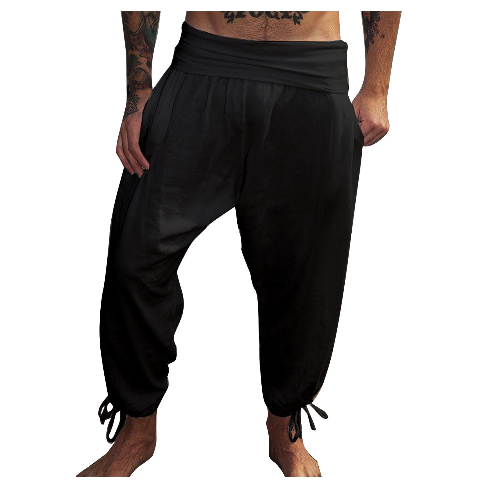 Shldybc Men's Ankle Banded Pants Medieval Pirate Costume Trousers ...