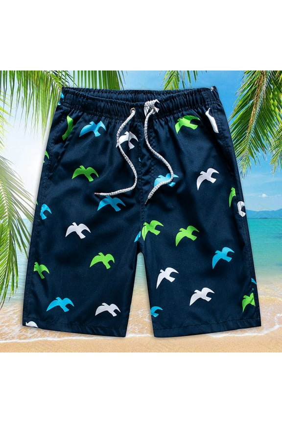 Antqov Men's Swim Trunks, Men's Five-point Quick-drying Sports Surfing Printing Plus Size Seaside Vacation Beach Shorts Swimming Trunks, Hawaiian Style Clothing