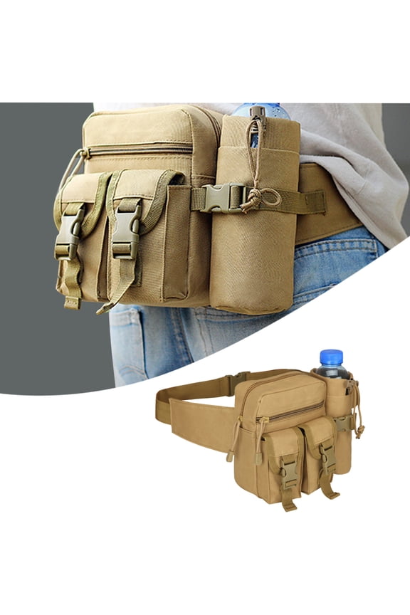 FAMTKT Multi Functional Waist Pack, Single Shoulder Hip Belt Bag Fanny Packs Water Resistant Waist Bag Pouch Hiking Climbing Outdoor Bumbag with Water Bottle Pocket