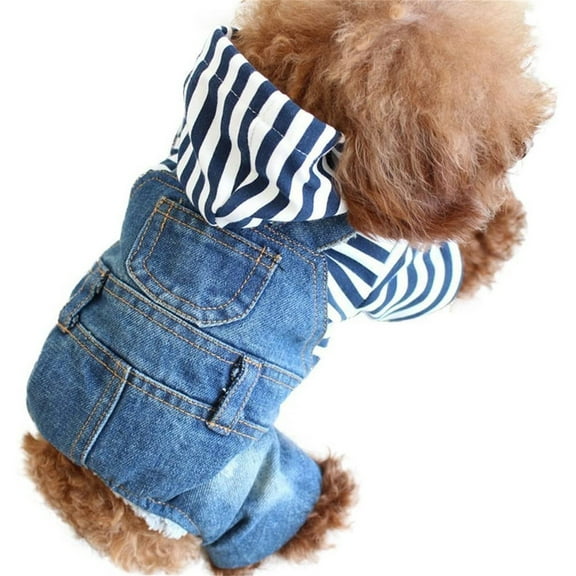 FAMTKT New Pet Four-legged Pajamas Autumn and Winter Cat Dog Fashion Stripe Clothing, Dog Birthday Party Supplies, Pet Clothes
