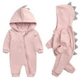 thumbnail image 1 of FAMTKT Newborn Baby Boys Girls Dinosaur Outfits Infant Onesies Hoodie Romper Jumpsuit Pajamas Set, Baby Jumpsuit( Pink, 0-3 Months ), 1 of 9