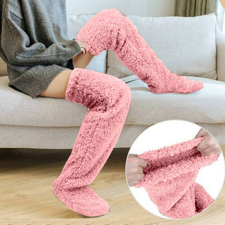 Women Cozy Fuzzy Fleece Long Thermal Socks Over Knee High Warm Stockings  Slipper