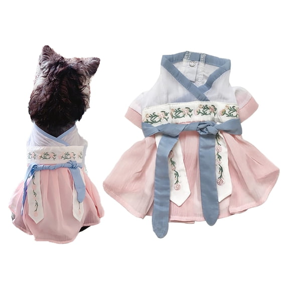 FAMTKT Pet Hanfu Small Dog Summer Wear Thin Teddy Bomei Dog Clothes Cat Clothes, Dog Birthday Party Supplies, Pet Clothes