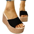 thumbnail image 1 of Shldybc Platforms Slip on Sandals for Women Wedges Slides Boho Sandals Causal Flatform Open Toe Beach Sandals, 1 of 4