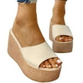 thumbnail image 1 of Shldybc Platforms Slip on Sandals for Women Wedges Slides Boho Sandals Causal Flatform Open Toe Beach Sandals, 1 of 5