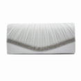 thumbnail image 1 of kladzum Pleated Satin Wedding Evening Bridal Clutch Purse with Rhinestones WH, Clutches on Clearance, 1 of 2