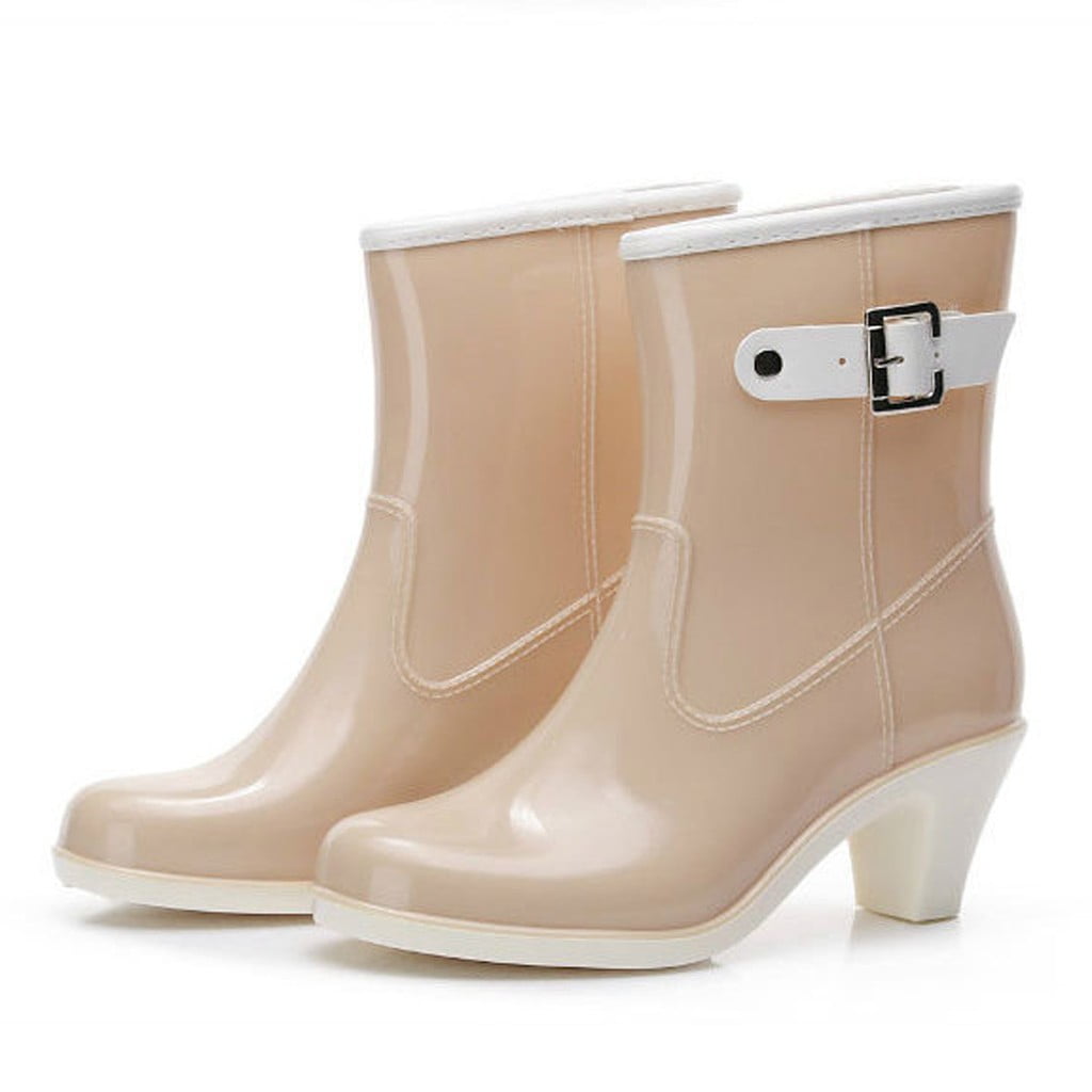 FAMTKT Rain Boots for Women Water Proof Garden Boots Unisex Rubber Ankle Boots Non-Slip Car Wash Footwear Work Booties for Camping, Gardening