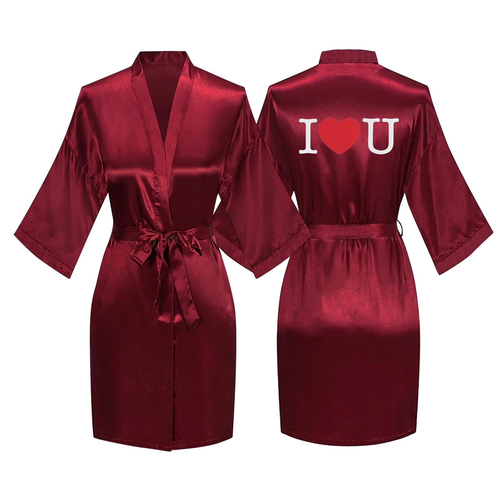 Shldybc Red Silk Robes for Women Men Spa Robe Couples His and Hers ...