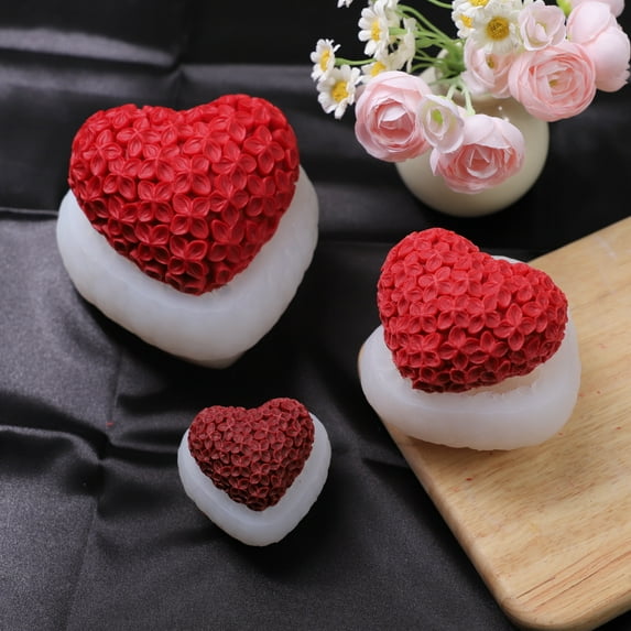 Shldybc Rose Flower Heart Candle Molds DIY Valentine's Day Love Flower Mould for Wedding Valentine, Birthday Gift, Mother's Day Gift, Aromatherapy Candles Chocolate Cakes DIY Handmades Soap