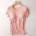 thumbnail image 1 of Up to 50% off Shldybc Round-Neck Solid Color Short Sleeve Breast Feeding Pregnant Nursing Women Blouse Tops T-Shirt, Maternity Summer Clothes, Summer Savings Clearance, 1 of 6