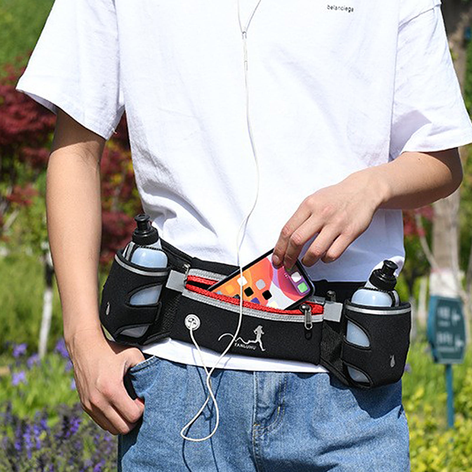 Shldybc Running Belt with Water Bottle Holder Sports Fanny Pack Waist