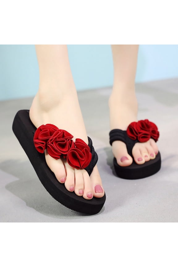 FAMTKT Sandals Women, Women's Shoes Solid Color Soft Buckle Flat Heel Roman Shoes Fashion Sandals