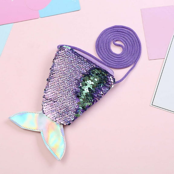 FAMTKT Sequins Children Coin Purses Handbags Zipper Wallets Cute Pouch Key Packet