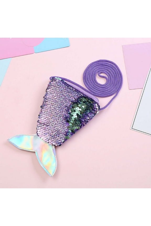 FAMTKT Sequins Children Coin Purses Handbags Zipper Wallets Cute Pouch Key Packet