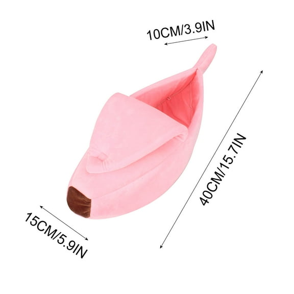 FAMTKT Small Pet Bed Banana Shape Warm Soft Plush Breathable Bed Banana Cat Bed
