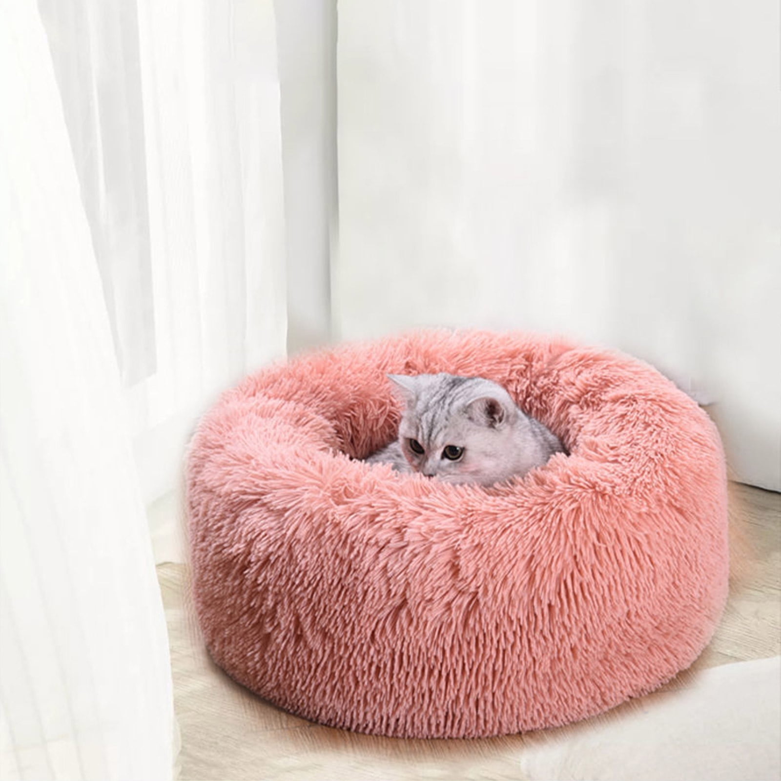 Shldybc Soft Plush Round Pet Bed for Cats or Small Dogs, Dog Cat Bed Indoor Snooze Sleeping Cozy