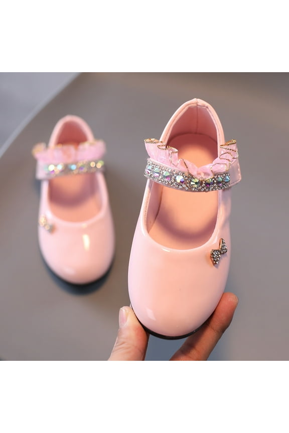 FAMTKT Soft Soled Princess Shoes Fashionable Student Leather Dance Fashionable Flat Bottomed Performance Shoes, Girl's Leather Shoes