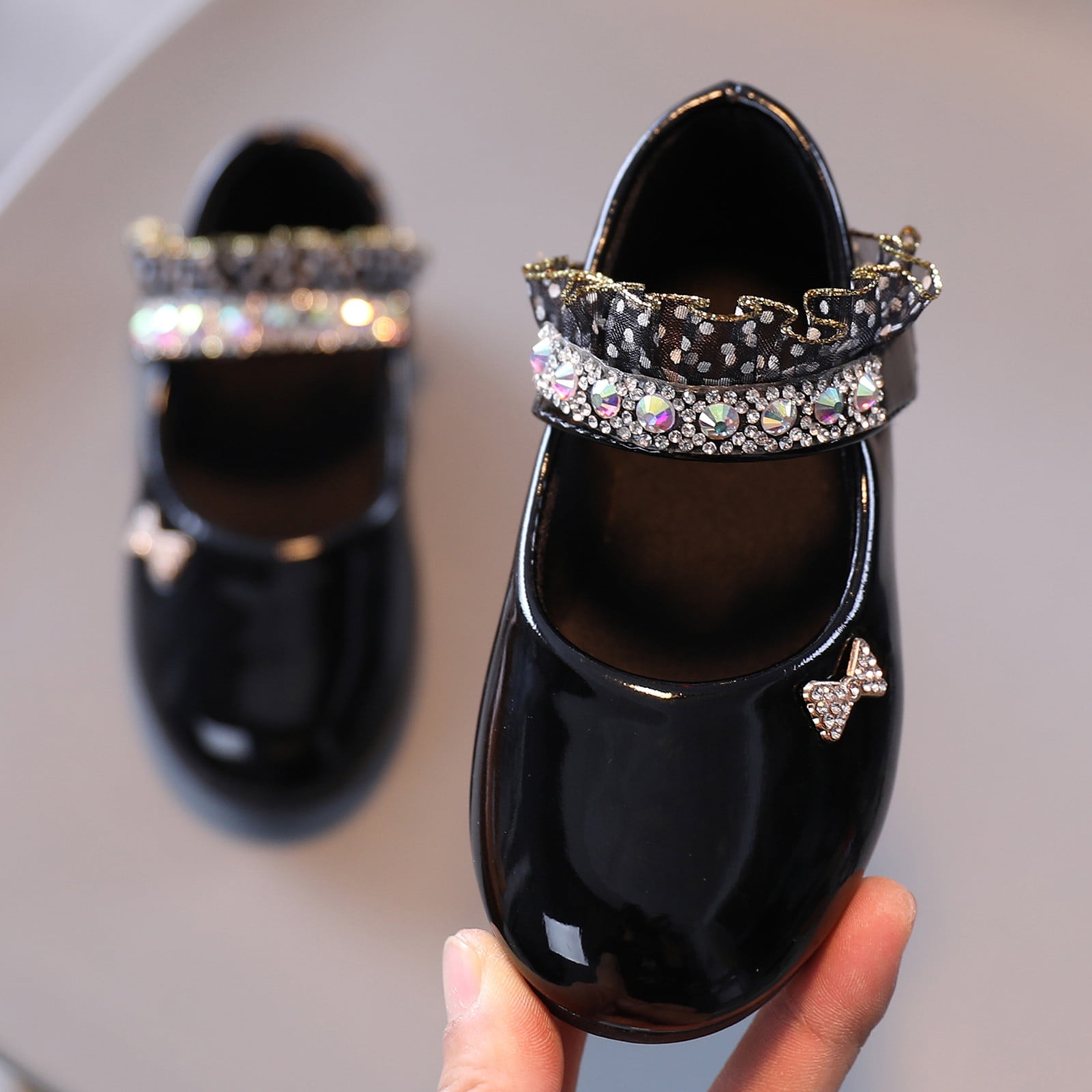Girl's Nude Shoes Bright Leather Princess Shoes Bow Leather Shoes Flat Shoes Elegant