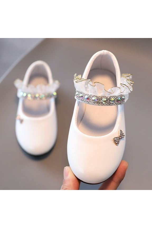 FAMTKT Soft Soled Princess Shoes Fashionable Student Leather Dance Fashionable Flat Bottomed Performance Shoes, Girl's Leather Shoes