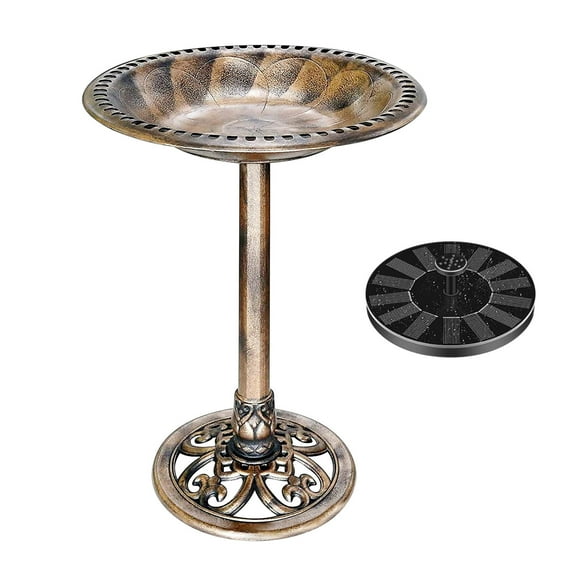 FAMTKT Solar Bird Bath Fountains, Bird Bath Bowl with Solar Pump, Solar Powered Water Combo Set with 8 Water Spray Types for Outdoor Garden Yard Patio