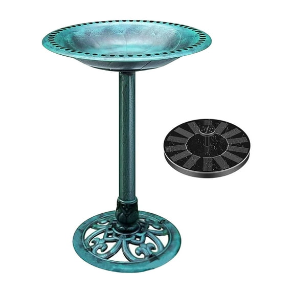 FAMTKT Solar Bird Bath Fountains, Bird Bath Bowl with Solar Pump, Solar Powered Water Combo Set with 8 Water Spray Types for Outdoor Garden Yard Patio