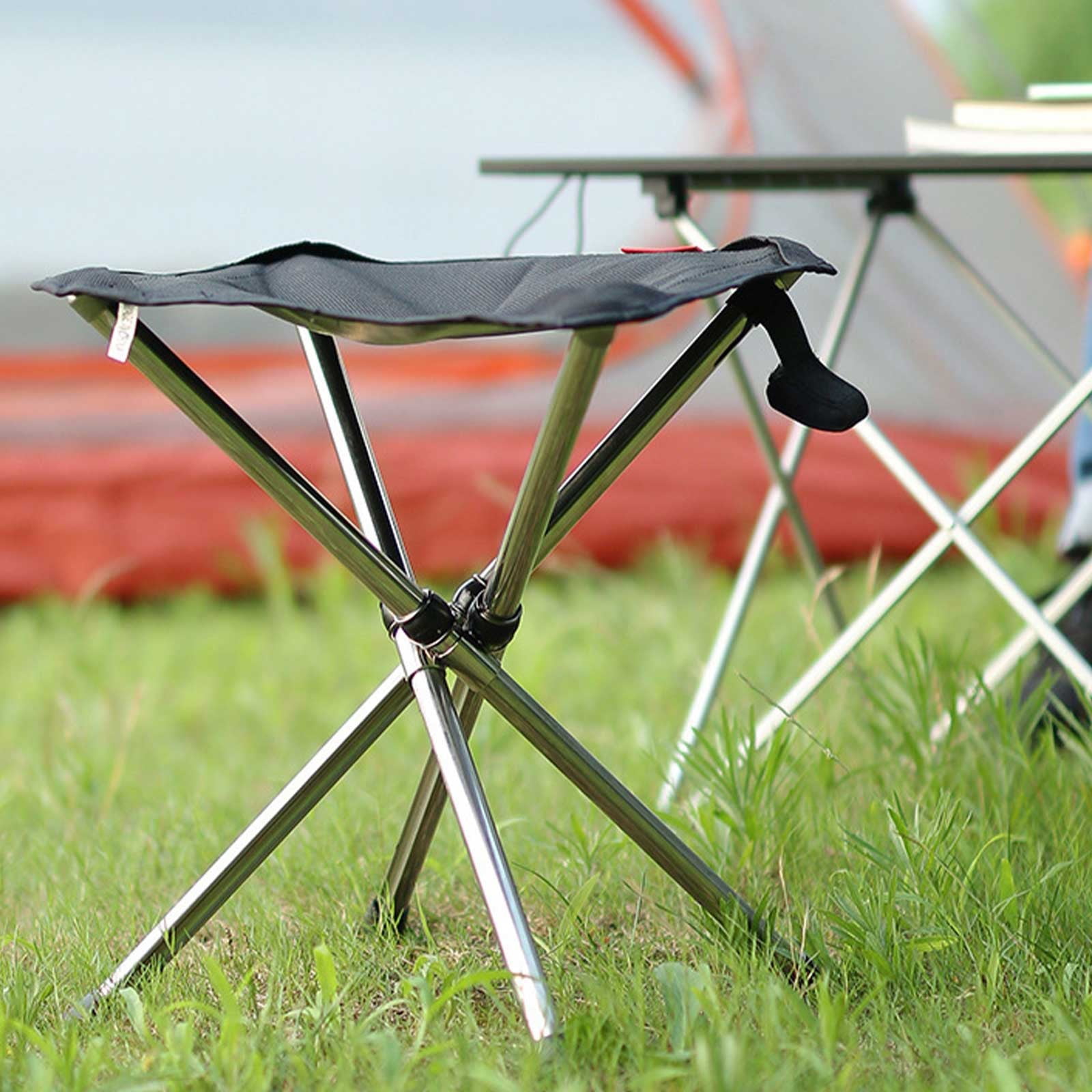 Shldybc Stainless Steel Telescopic Folding Stool Outdoor Folding Chair  Portable Fishing Stool Camping Stool Camping Mazar, Folding Chairs, Summer
