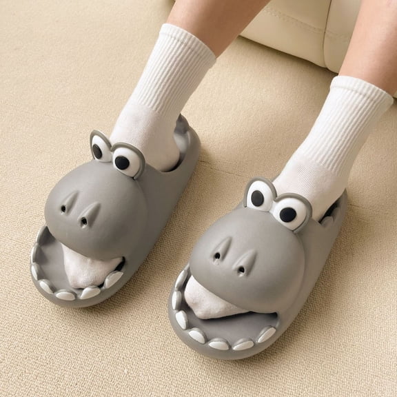 FAMTKT Summer Couple Women Men Slippers Fashion Casual Dinosaur Bathroom Bath Shoes, Summer Slippers Casual Beach Shoes