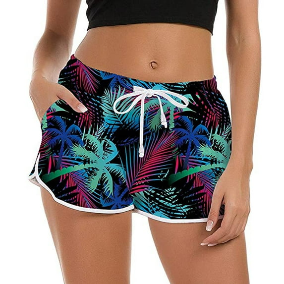FAMTKT Swim Trunks, Women Drawstring Board Short Quick Dry Stretch Novelty Pattern Swimsuit Swimwear, Quick Dry Beach Swim Shorts
