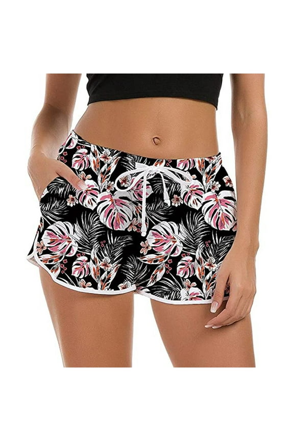 FAMTKT Swim Trunks, Women Drawstring Board Short Quick Dry Stretch Novelty Pattern Swimsuit Swimwear, Quick Dry Beach Swim Shorts