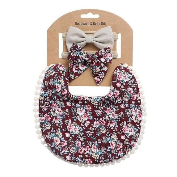 FAMTKT Toddler Baby Bandana Drool Bibs for Boys Girls Newborn, Baby Plaid Print Linen Cotton Double Sided Saliva Headband Set